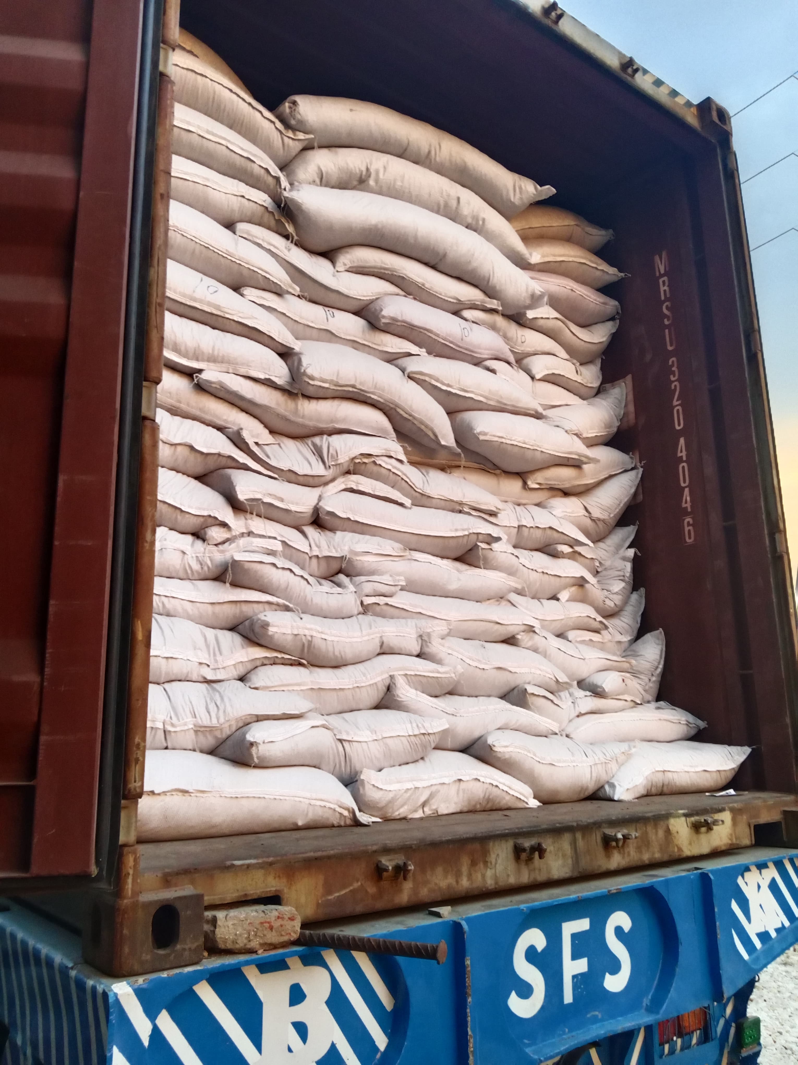 KOHENOOR alfalfa seed container loading at Karachi Port - bag stacking